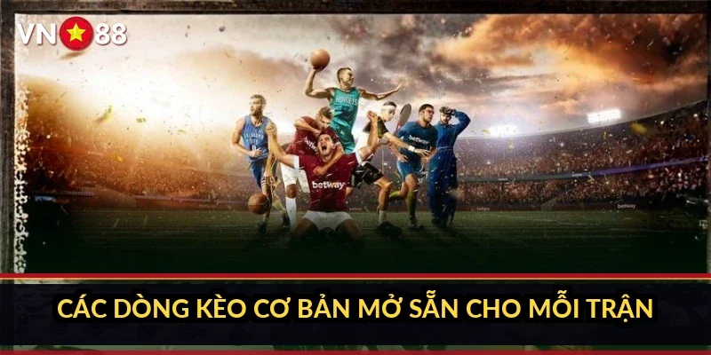 Các dòng kèo cơ bản mở sẵn cho mỗi trận
