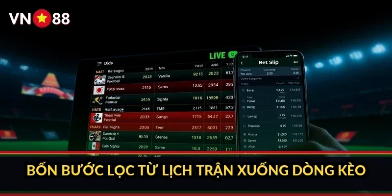 Bốn bước lọc từ lịch trận xuống dòng kèo